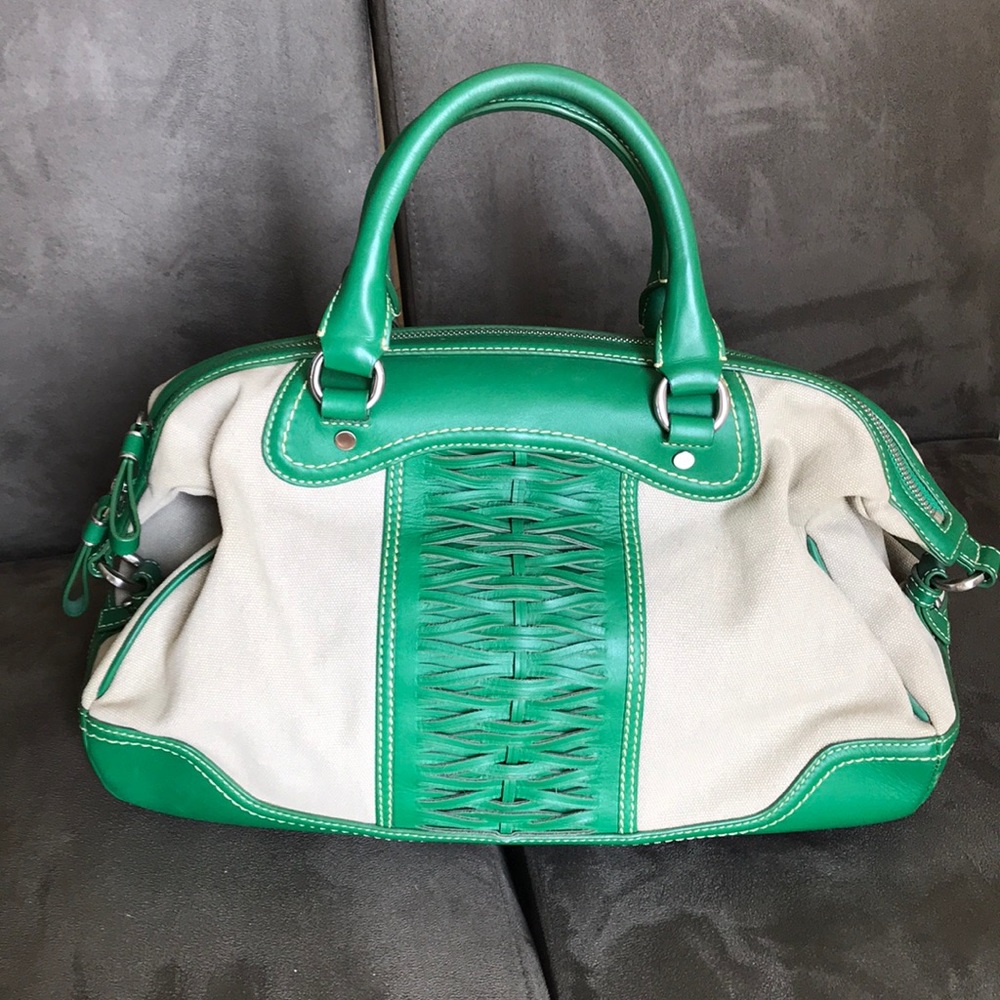 💚Cole Haan Tan and Green Satchel💚
